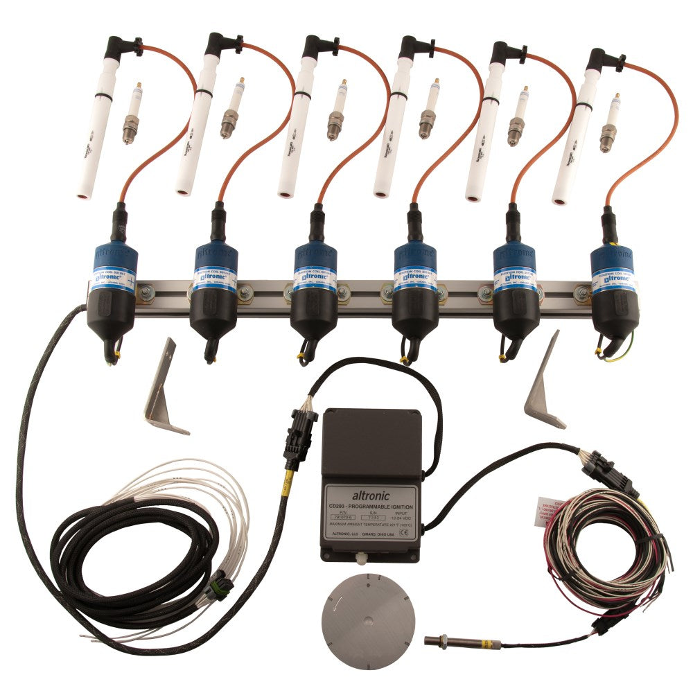 Gas engine ignition system with ignition coils, wiring harness and programmable ignition control module for CHP applications.